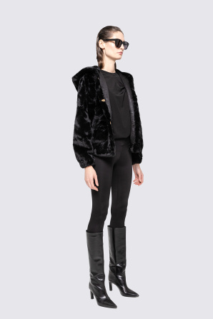 Hooded faux-fur jacket