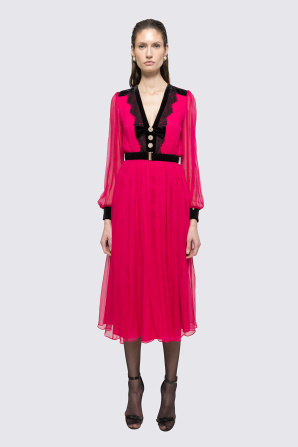 Belted silk midi dress