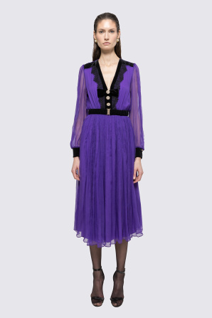 Belted silk midi dress
