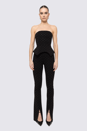 Rhinestone-embellished viscose top