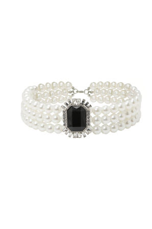Faux pearl-crystal choker necklace