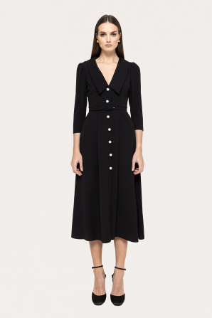 Faux-pearl buttons midi dress