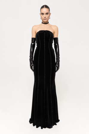 Embellished velvet maxi dress