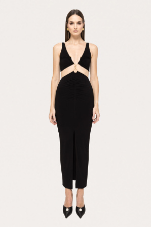 Cut-out jersey midi dress
