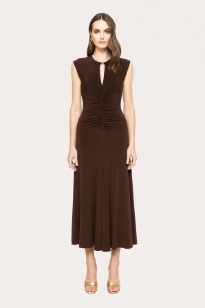 Ruched jersey midi dress
