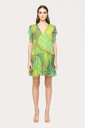 Printed silk midi dress
