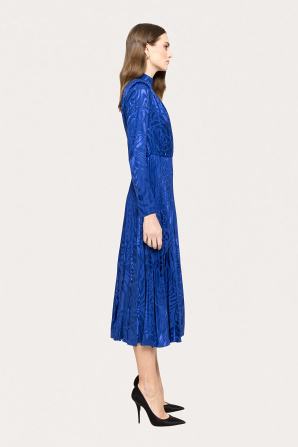 Pleated jacquard midi dress