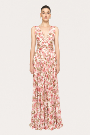 Open-back chiffon maxi dress