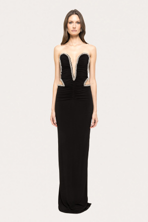 Sweetheart neck jersey maxi dress