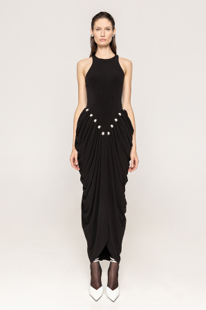 Draped halterneck jersey dress