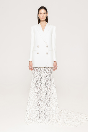 Crystal-embellished open-back blazer