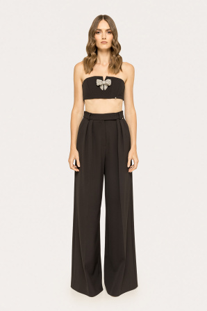 Crystal bow-embellished crop top