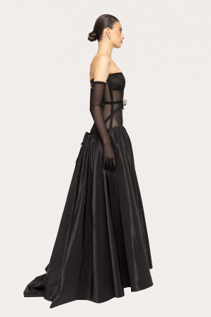 Waist-corset taffeta gown