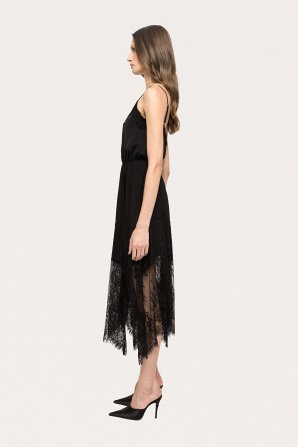 Lace-trimmed midi dress