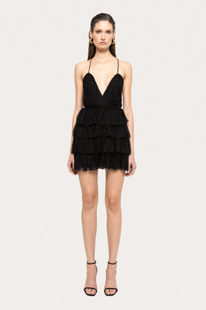 Backless lace mini dress