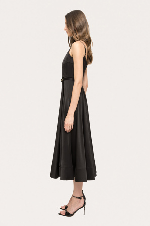Belted viscose midi dress