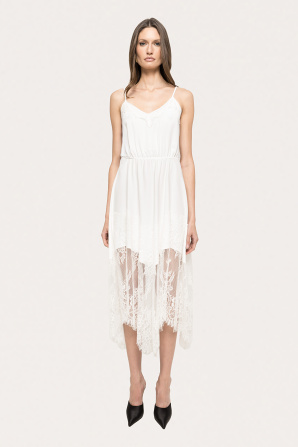 Lace-trimmed midi dress