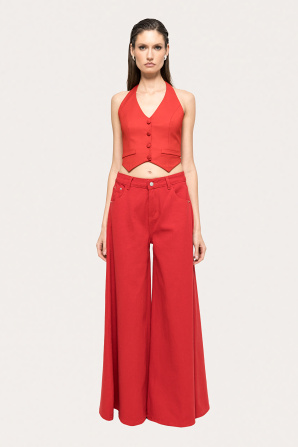 Mid-rise palazzo jeans