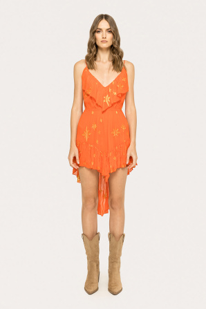 Backless silk mini dress