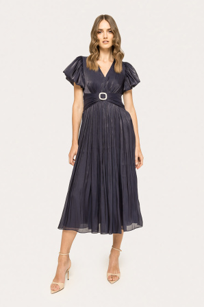 Crystal-detail chiffon midi dress