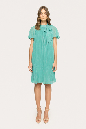 Bow-detail pleated midi dress
