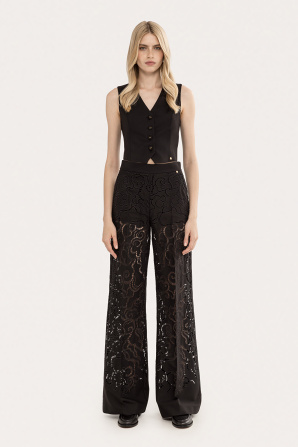 Embroidered back fitted waistcoat