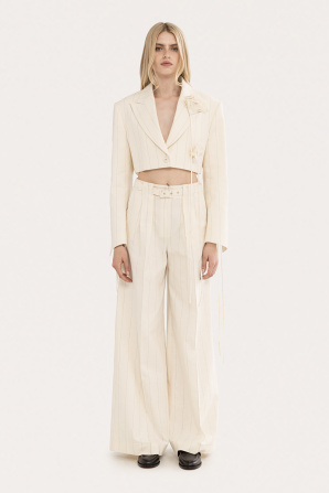 Cropped single-breasted cotton blazer