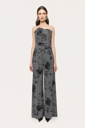 Floral-print sleeveless pants