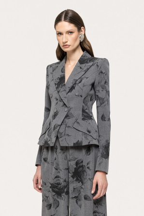 Floral-print fitted blazer