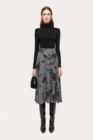 Floral-print midi skirt