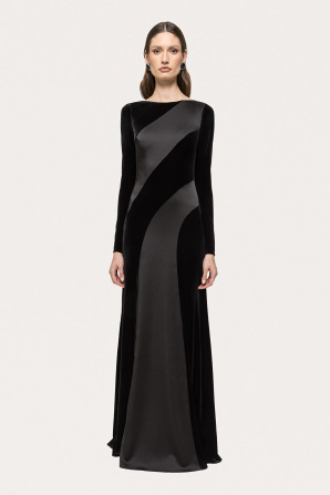 Satin effect velvet maxi dress
