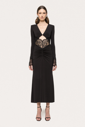 Lace-detail midi dress