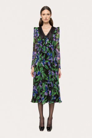 Bow-detail silk midi dress
