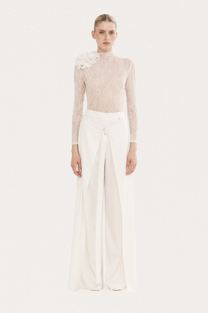 Floral-detail lace bodysuit