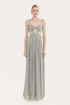 Crystal-detail chiffon maxi dress