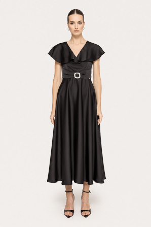 Ruffled satin midi dress