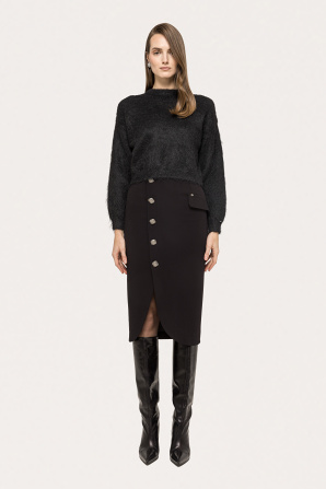 High-waisted midi skirt