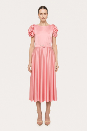 Belted viscose midi dress