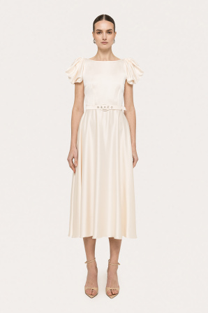 Belted viscose midi dress