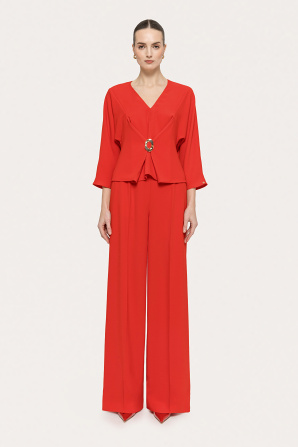 High-waisted crepe pants