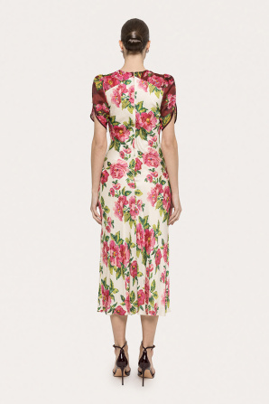 Floral-print viscose midi dress