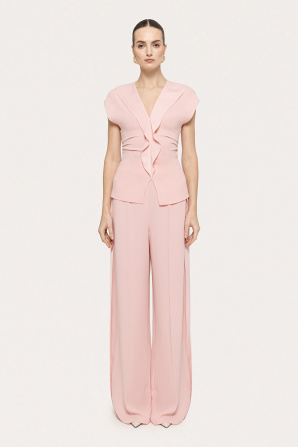 Ruffle-detail crepe top