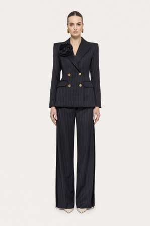 Floral-applique fitted blazer
