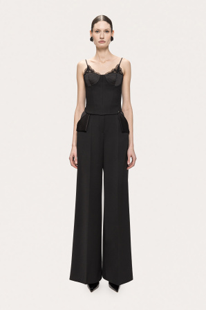 Wool blend lace corset top