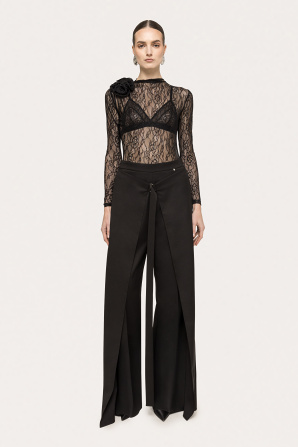 Floral-detail lace bodysuit