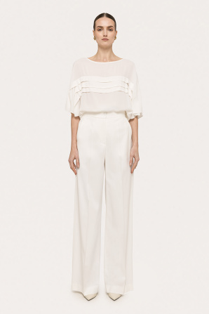 Pleat-detail chiffon top