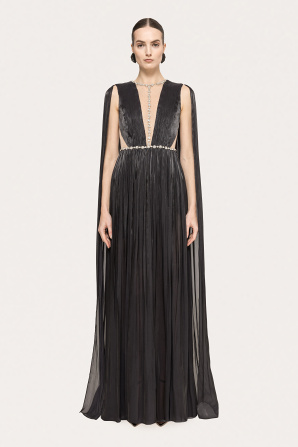 Crystal-embellished chiffon maxi dress
