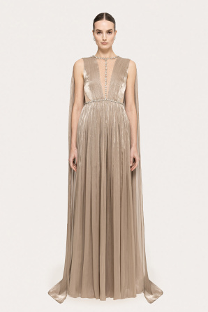 Crystal-embellished chiffon maxi dress