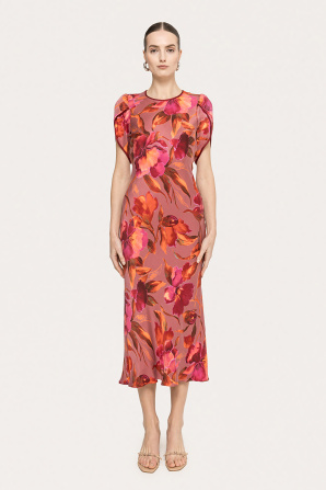Rochie din cupro şi vâscoză cu imprimeu floral | RZ16614 | NISSA