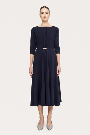 Pearl-detail crepe midi dress